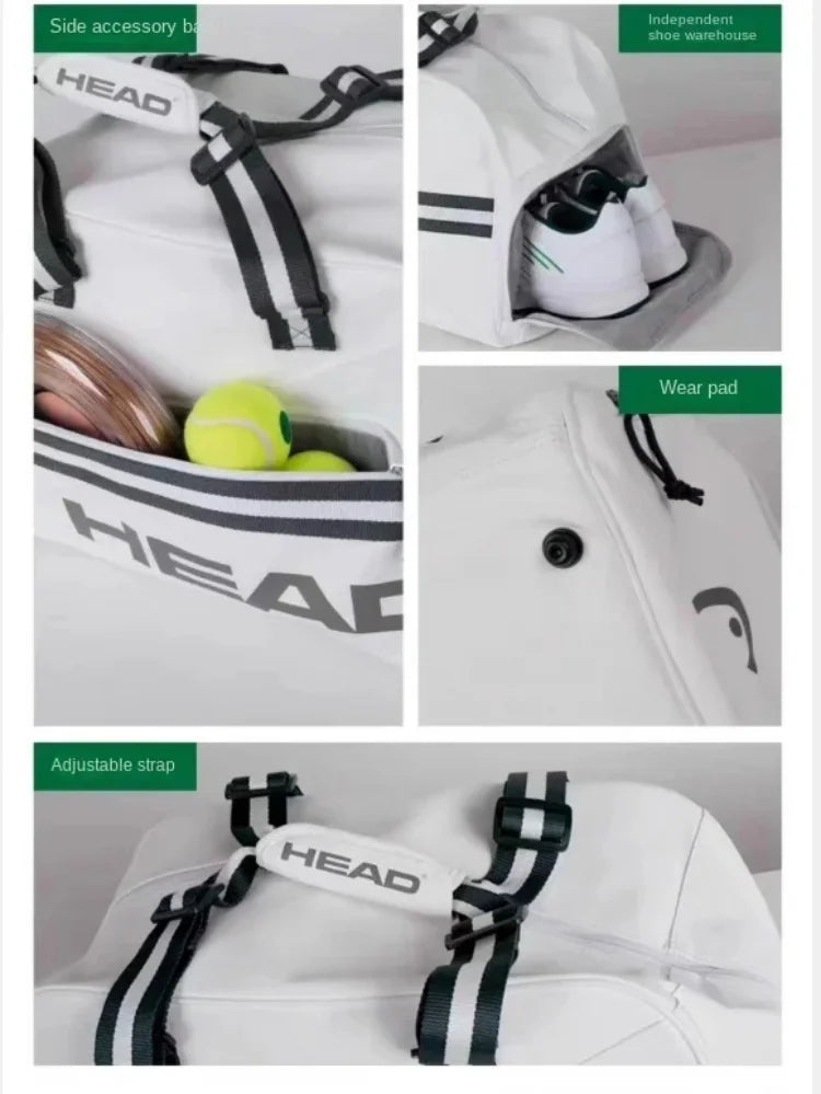 HEAD Tennis Backpack Djokovic Signed Single Shoulder Tennis Handbag Large-capacity Duffel Bag With Independent Shoe Compartment