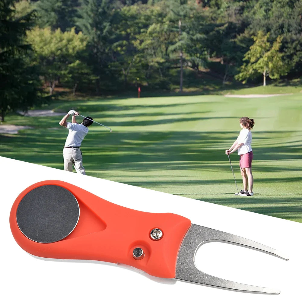 1pc Golf Divot Repair Tool With Ball Marker Pitch Mark Fork Golf Pitchfork Hot Sale Golf Accessories Putting Fork Golf Training