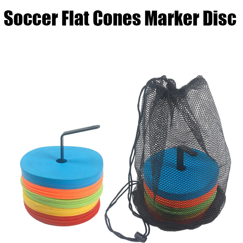 Flat Soccer Cones Marker Discs, 150mm Diameter, TPE Elastomer, Multicolor