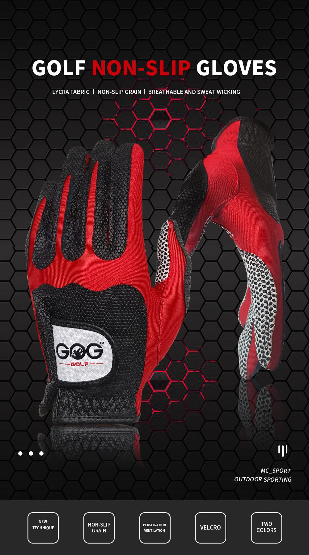 1pc Golf Gloves PU Leather Superelasticity Magic gloves 2 colour Blue Red For Men Schoolboy Gentleman For Game Ball new