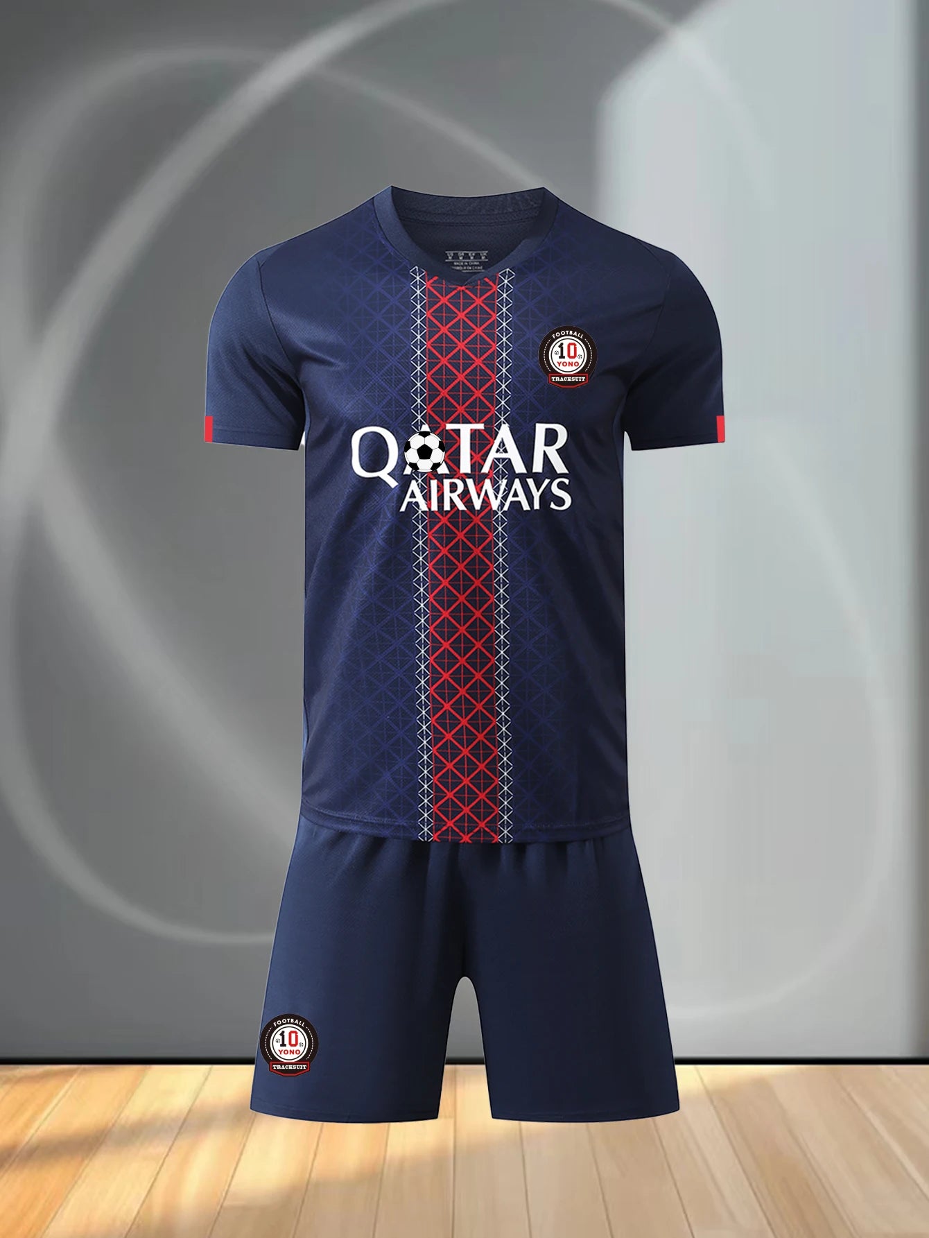 Men's Casual Sports Football Uniform round Neck Top with Fashionable Breathable Shorts Comfortable Football Suit Set