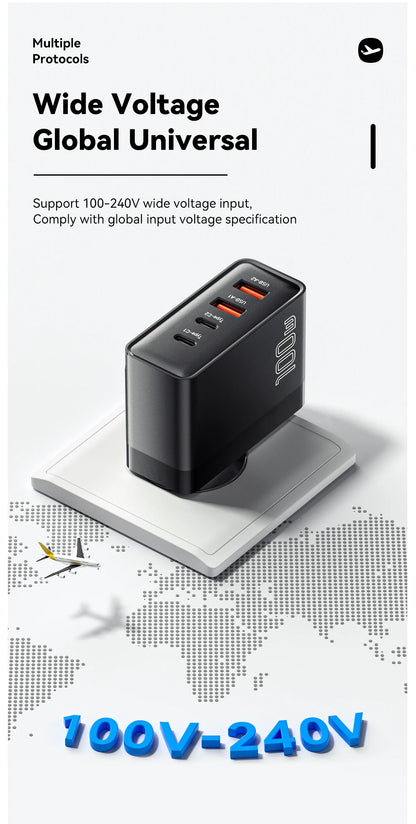 100W USB Type-C Charger PD QC4.0/3.0 Fast Charging