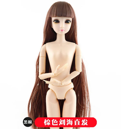 30 cm 1/6 Scale Ball-Jointed Doll With 3D Eyes Long Wig Plastic Body