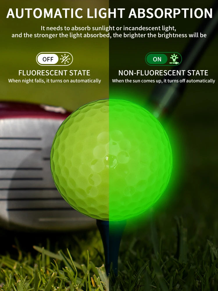 Caiton Glow Golf Balls for Night Sports，Tournament Fluorescent Glowing in The Dark Golf Ball，Long Lasting Bright Luminous Balls