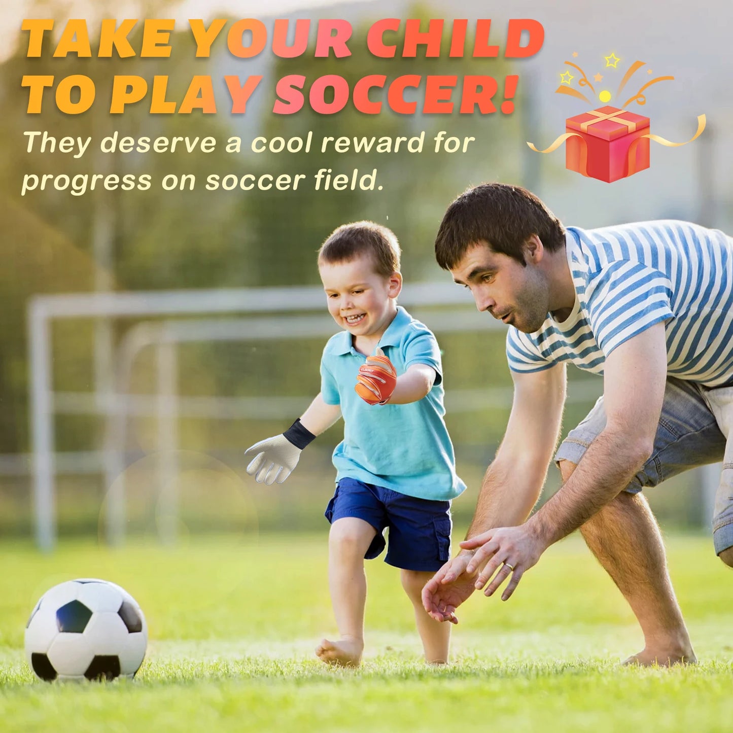 1 pair Non-Slip Soccer Goalie Gloves with Double Wrist Protection