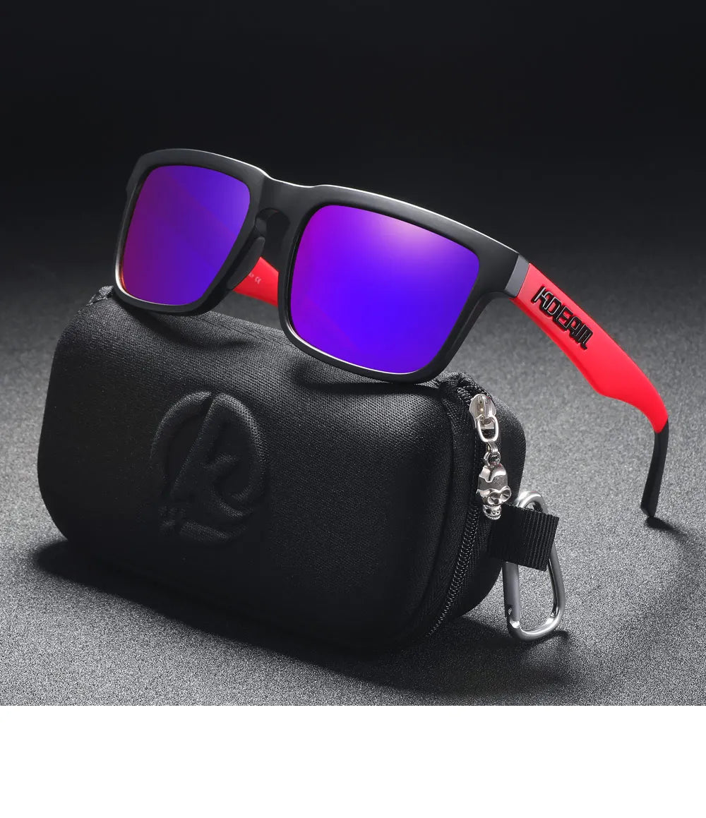 KDEAM Men's Polarized Sunglasses Square Casual Outdoors Sun Glasses Women Unisex Sunglass For Couple With Zipper Case