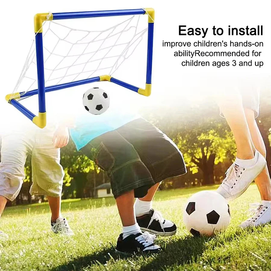 Football Goal Sports Toy Foldable Children's Football Gate with Pump & Ball Portable Soccer Goal for Outdoor Football Training