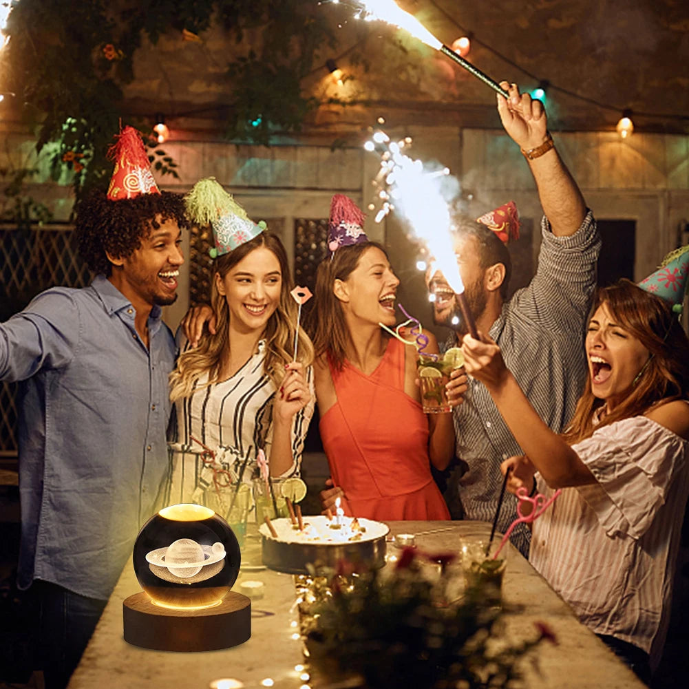 3D Crystal Galaxy Ball USB Night Lamp