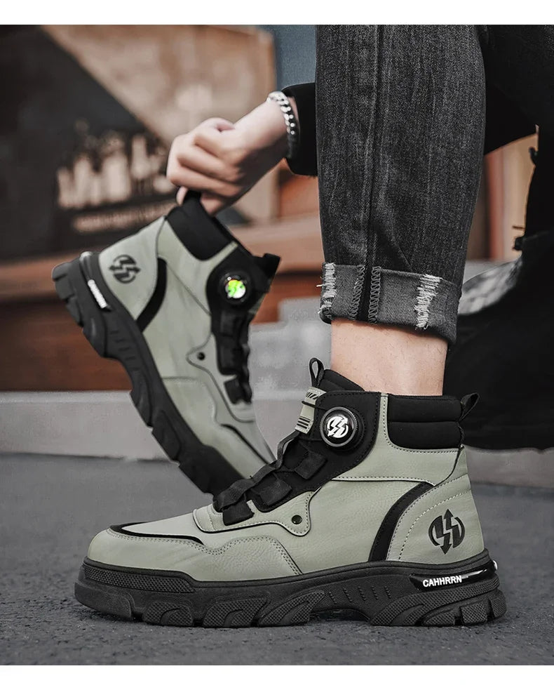 Winter Leather Boots Ankle Outdoor Work Chelsea Style