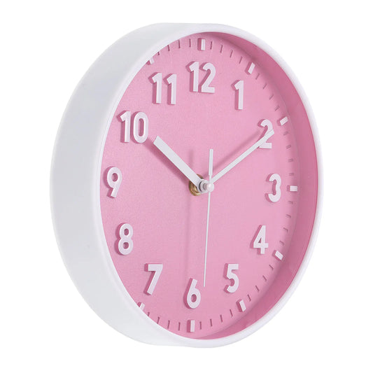 Pink 3D Quartz Wall Clock – Silent, Battery Powered, Home & Office