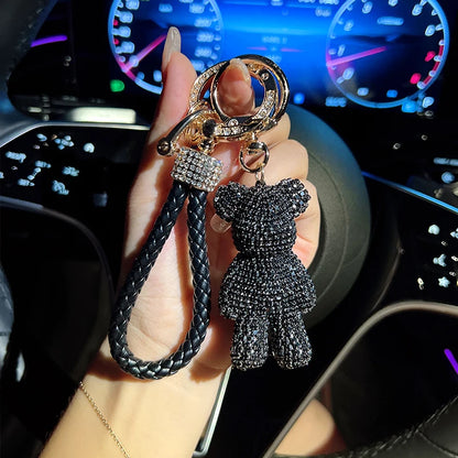 Bear Shaped Keychain And Bag Pendant With Rope Design