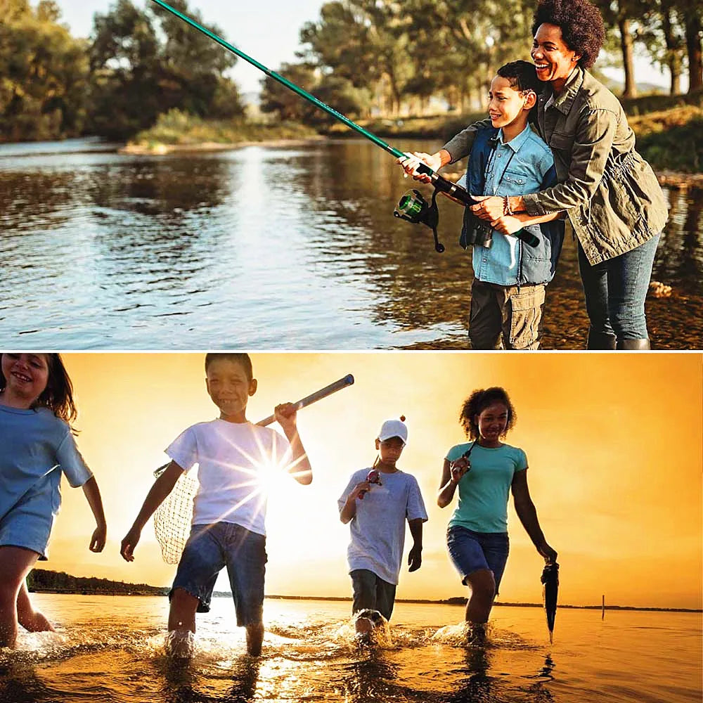 1.8m 2.1M Fishing Rod and Reel Line Lure Set Carbon Fiber Telescopic Fishing Rod 5.2:1BB Spinning Reel for Saltwater Freshwater