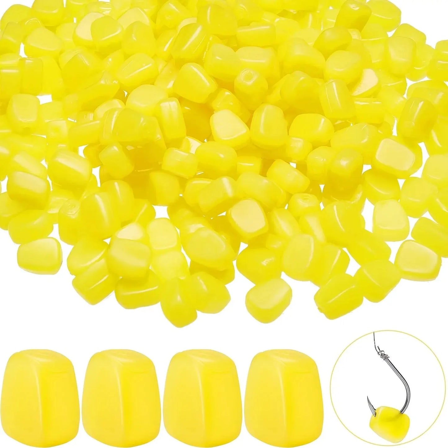 100pcs Silicone Corn Smell Soft Bait Floating Water Corn Carp Fishing Lures With the Cream Smell of Artificial Rubber Baits
