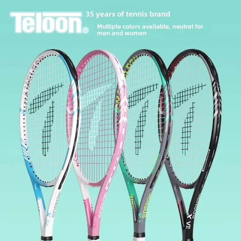 TELOON Genuine Carbon Tennis Racket Beginner College Student Men's and Women's Single with Wire Rebound Tennis Trainer Set