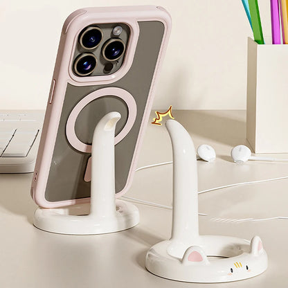 Cartoon Cat Phone Stand Desktop Holder Plastic 7.8x7.3 cm