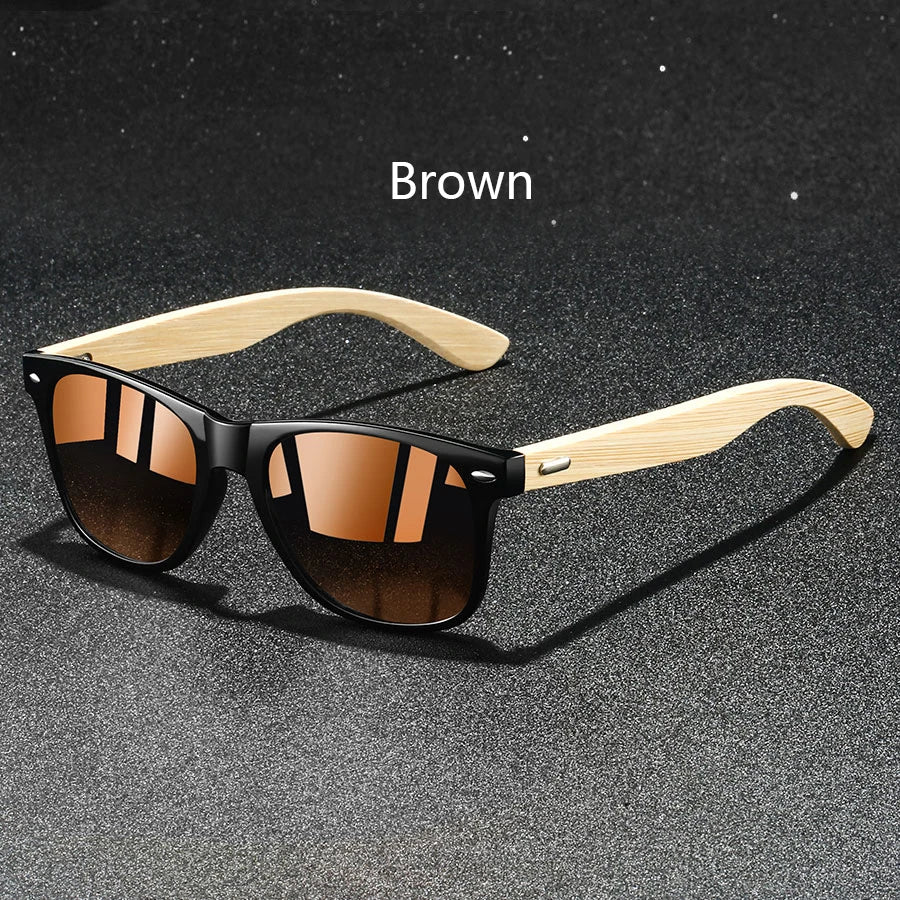 Fashion Bamboo Wood Vintage Square Sunglasses Wooden Men Women Luxury Brand Designer Sun Glasses Driving Fishing UV400 Eyewear