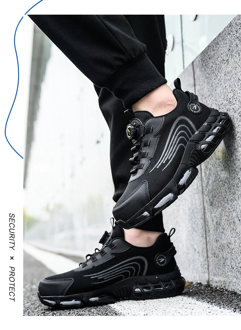 Rotating Button Safety Shoes Men For Work Sneakers Shoes Anti smash Puncture-Proof Protective Men Shoes Steel Toe Work Boots