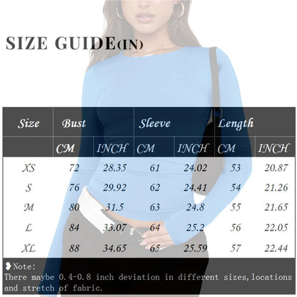 O-Neck Long Sleeve Cropped Top For Women Broadcloth Polyester