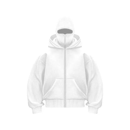 Hooded Zip Up Sweatshirt Men Polyester Long Sleeve