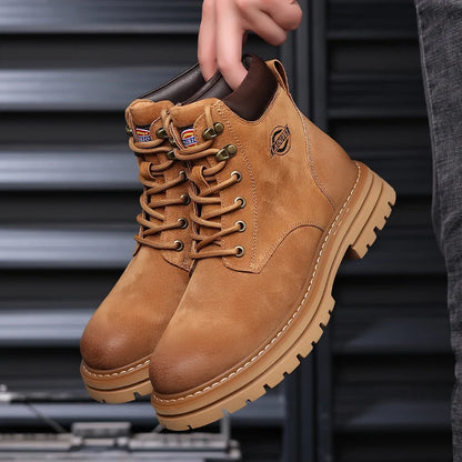 Men's Ankle Boots Outdoor Lace Up Genuine Leather Platform Boots