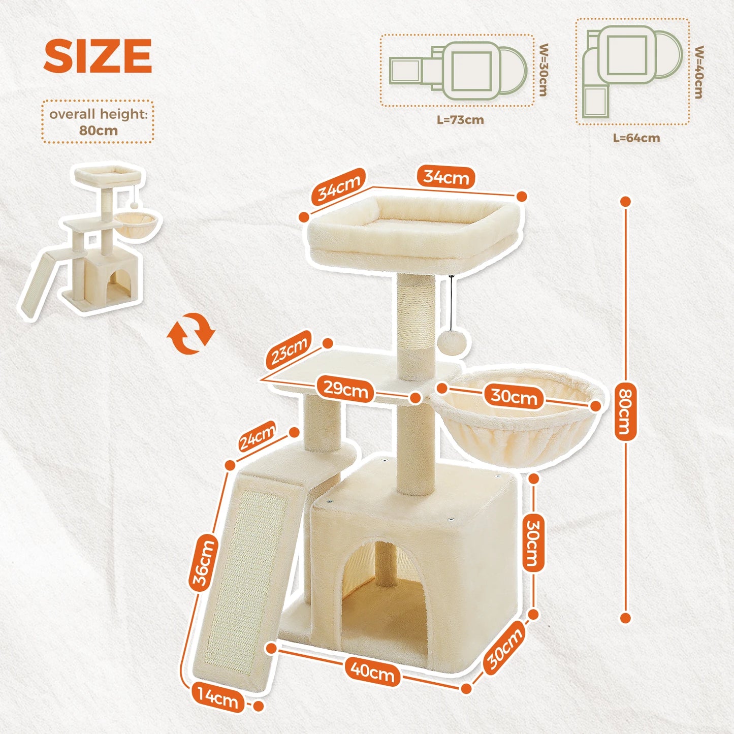 Indoor Cat Tree & Tower with Scratching Posts and Hammock – 2 Styles