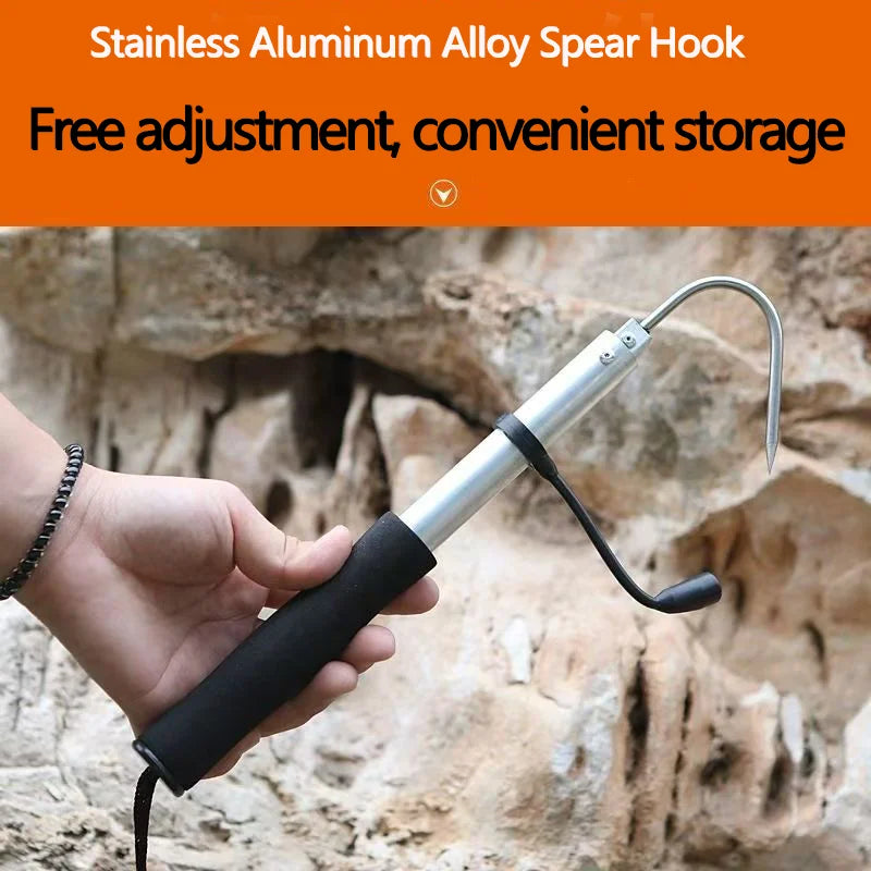 Telescopic Fish Gaff Hook,About 28-60cm Stainless Steel Ice Sea Fishing Spear Hook Portable Retractable Fishing Tackle equipment