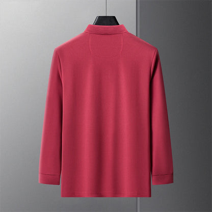 Men's Long Sleeve Polo Shirt Polyester Knit With Horse Embroidery