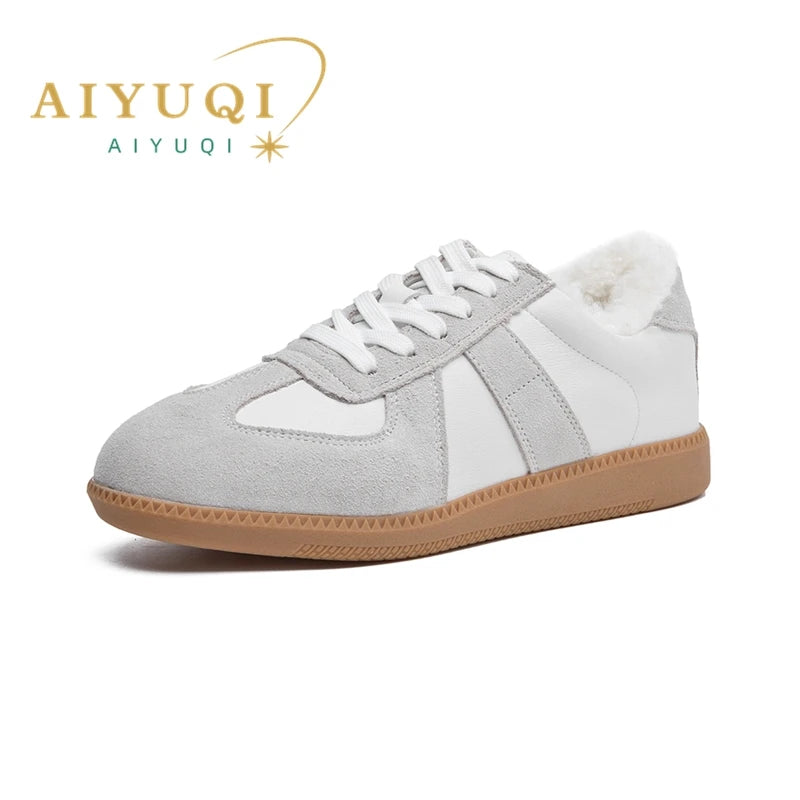 AIYUQI Women's Sneakers 2025 New Genuine Leather Ladies Moral Training Shoes Casual Spring Flat Shoes Women