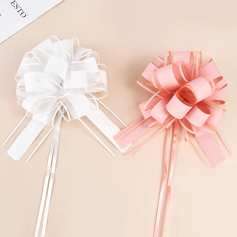 2/4/10Pcs Wedding Car Bow Ribbons Christmas Gift Wrap Packaging Decoration DIY Craft Flowers Birthday Party Supplies Valentines