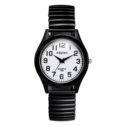 Elastic Strap Watch for Men Couples Clear and Easy Read Large Black Digital Hard Steel Strap Waterproof