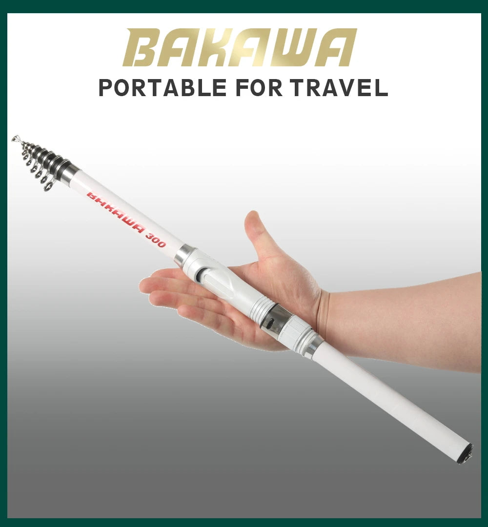 BAKAWA Upgrade 3.0m 2.7m 2.4 2.1m 1.8-1.5M Ultra-light Portable Telescopic Feeder Carbon Fiber Fishing Rod Spinning White New