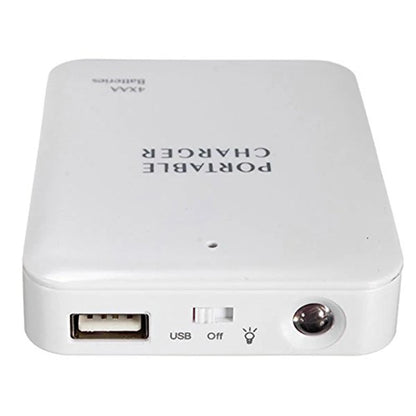 Portable Power Bank 4x AA Batteries, USB Output, Micro USB Input