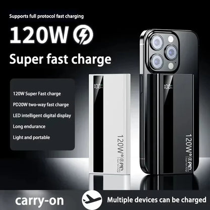 Power Bank 50000mAh 120W Fast Charge External Battery