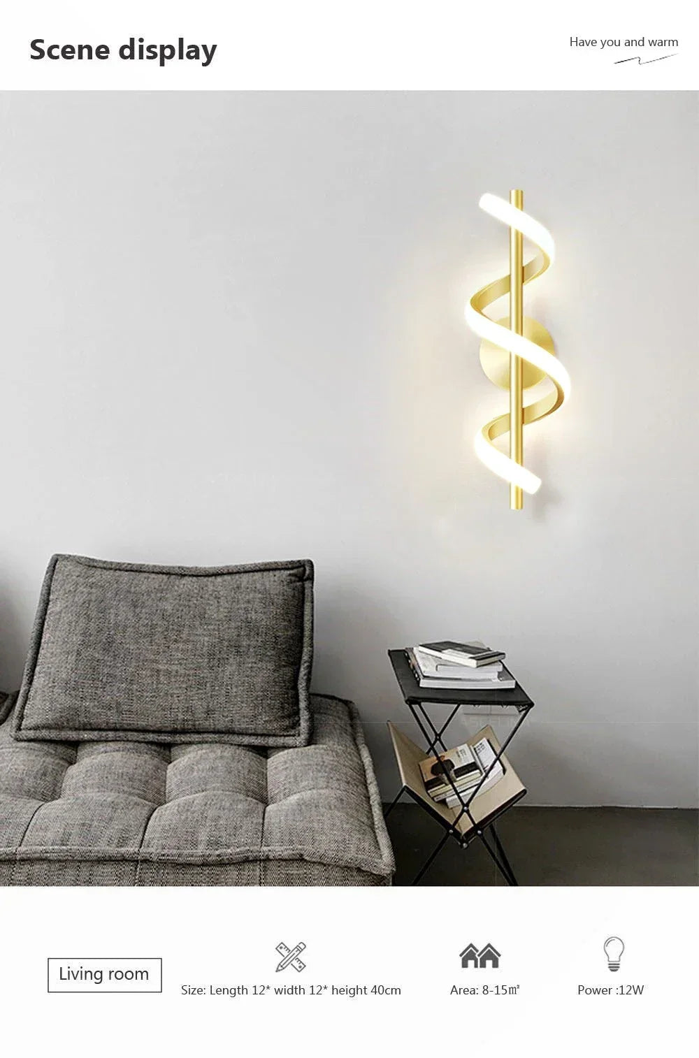LED Luxury Wall Lamp – Black/White/Gold Decorative Light for Bedroom & Living Room