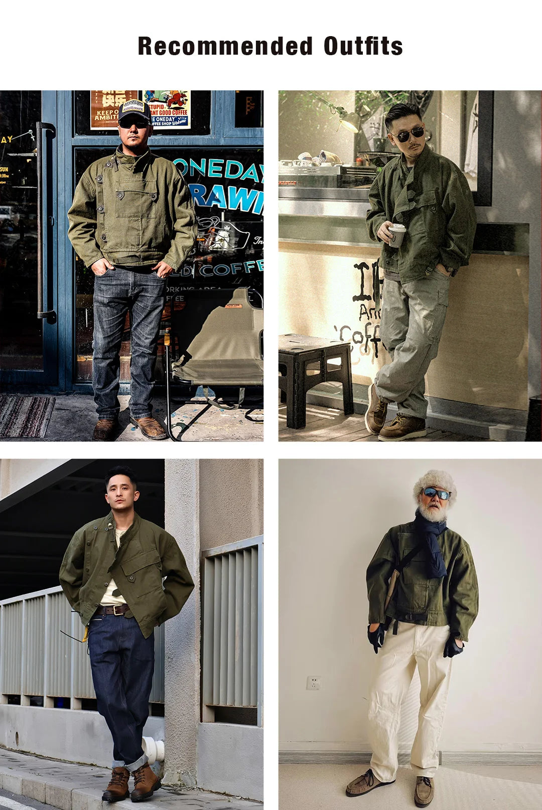 Maden Retro 16oz Canvas Swedish Motorcycle Green Jacket Pocket Bomber Jacket Casual Hunting Work Outwear for Men Spring and Fall