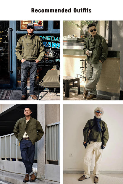 16oz Canvas Bomber Jacket for Men, Green, Pockets, Casual