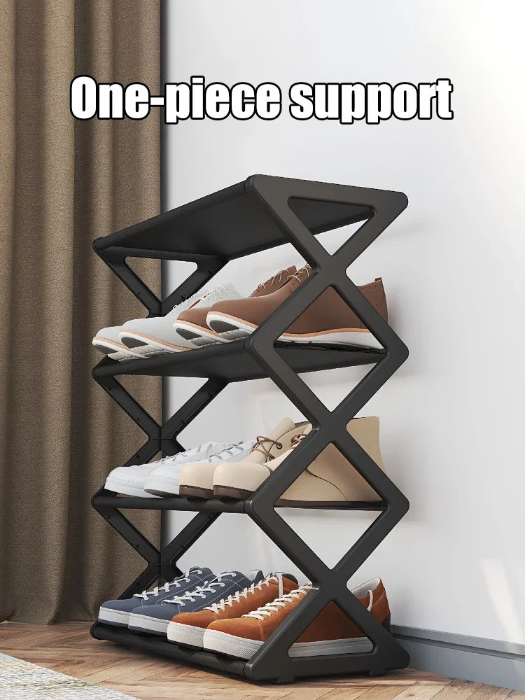 Four Layer Shoe Storage Rack PU Material Solid Color Holds 9 To 12 Pairs