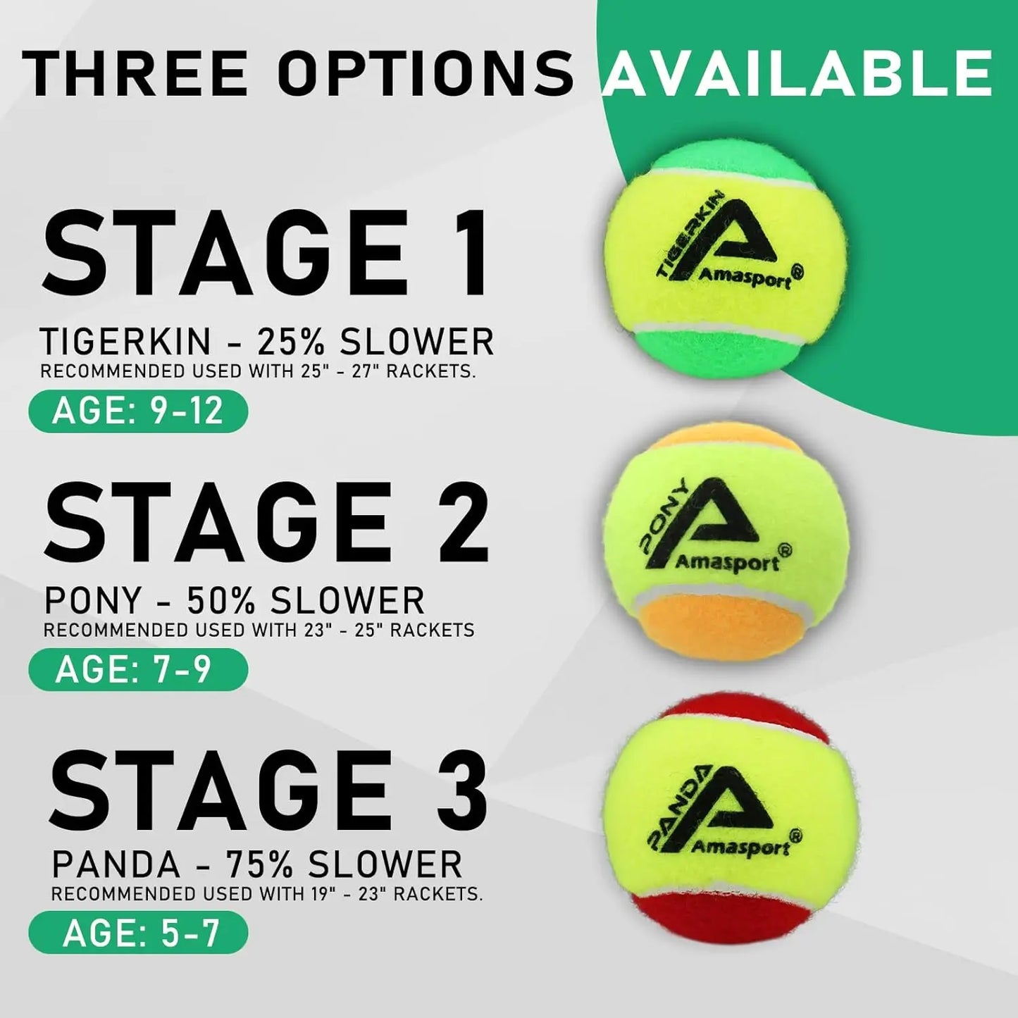 AMA SPORT Kids Training (Transition) Balls 20% 50% 75% Slower For Beginner Child Practice Tennis Soft Beach Tennis Ball 6~12PCS