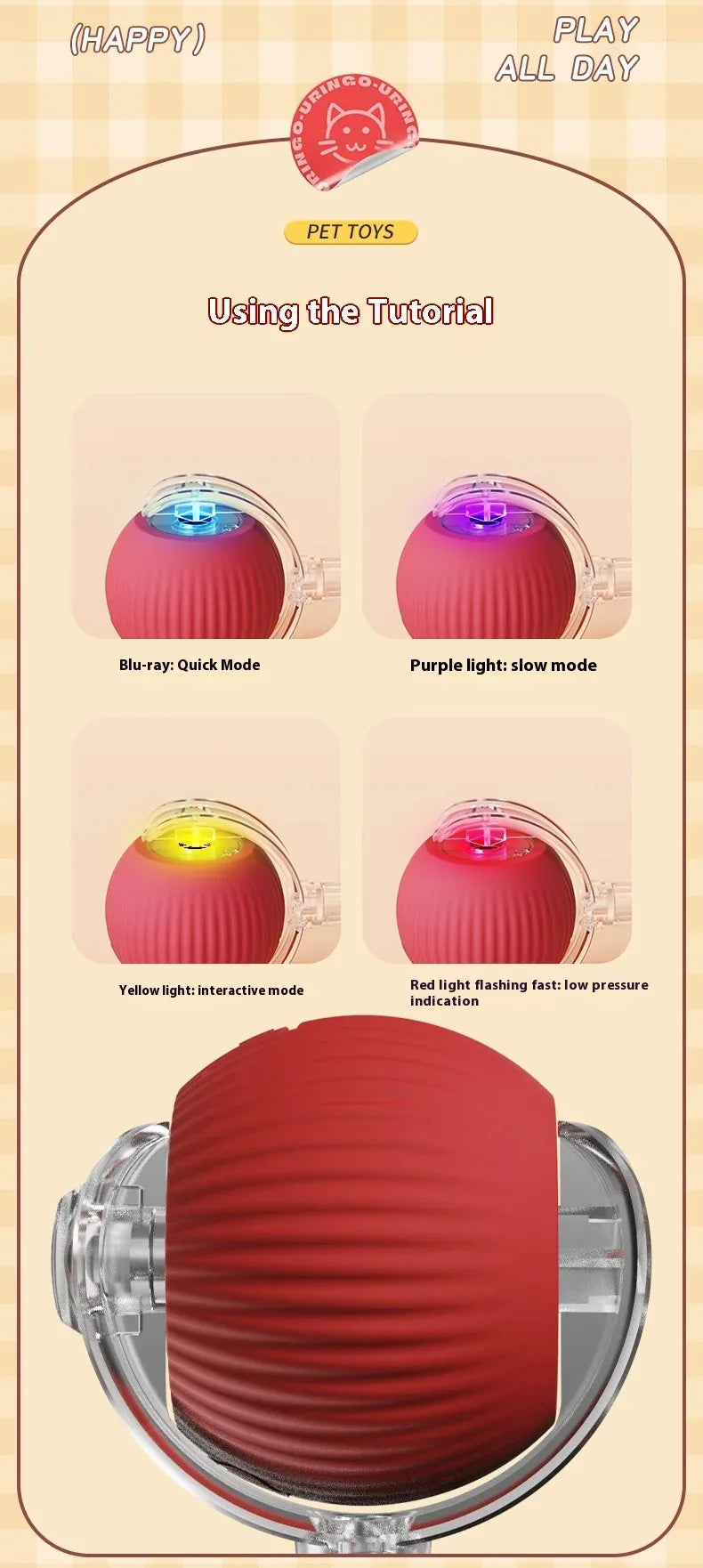 Interactive Smart Rolling Ball Toy for Cats & Dogs, Rechargeable Automatic Pet Play Toy