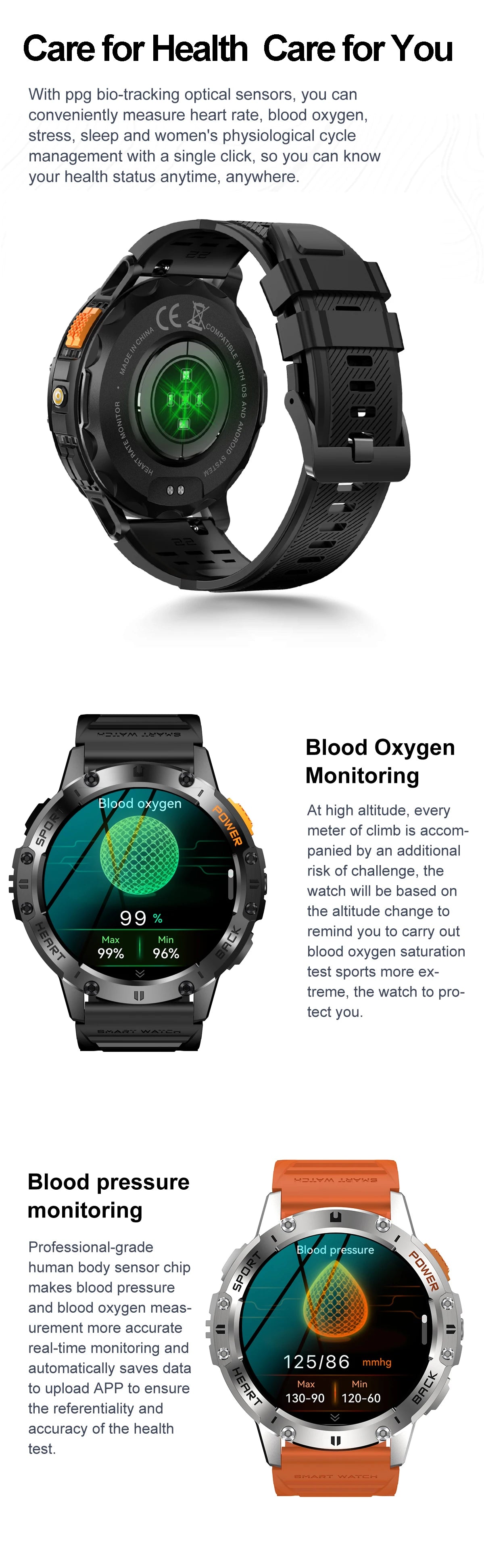Men Smart Watch with AMOLED Display & Fitness Tracking