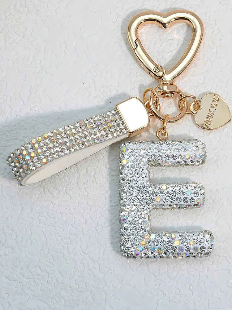 Elegant Diamond Letter Keychain – Lady Bag & Car Accessory