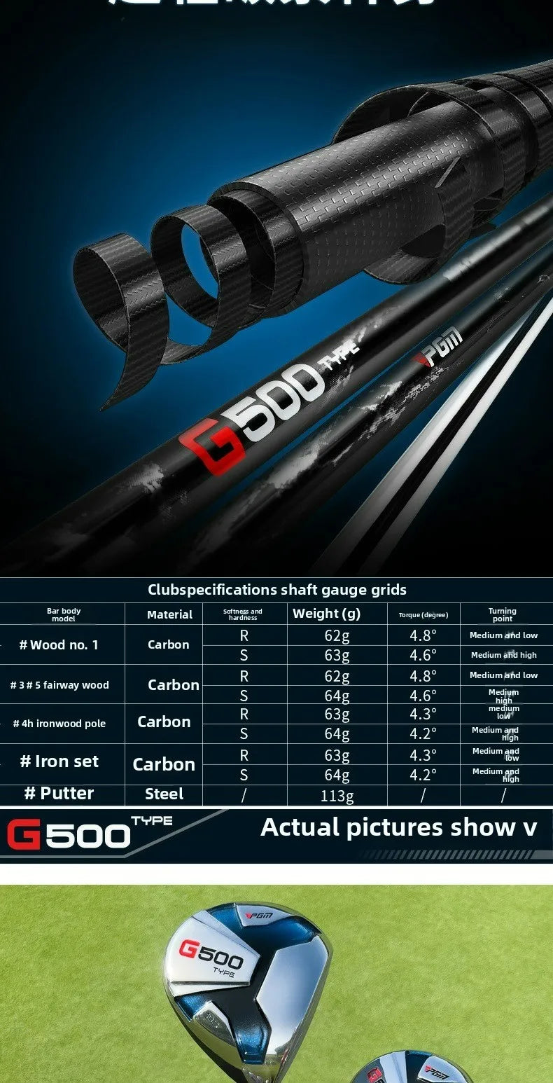 PGM Titanium Alloy No.1 Wood Iron Rod Putter Set Low center of gravity Golf Club Complete Set for Men Beginners MTG075