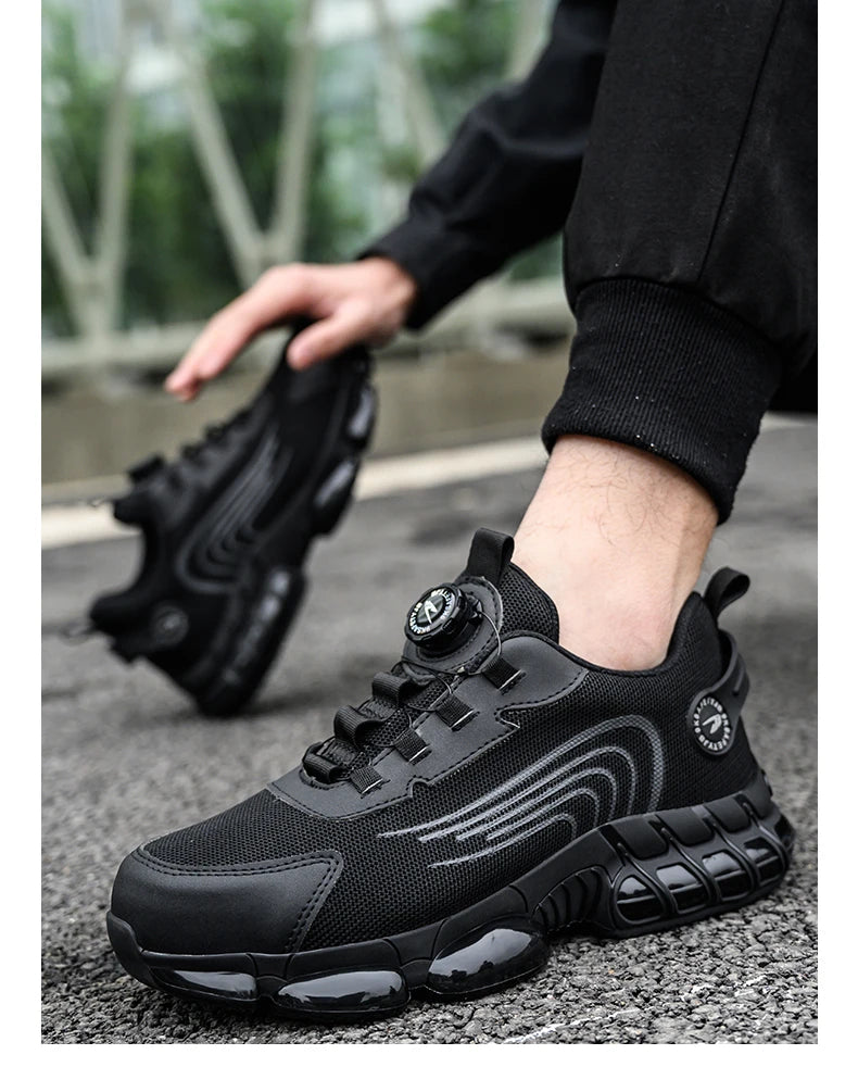 Rotating Button Safety Shoes Men For Work Sneakers Shoes Anti smash Puncture-Proof Protective Men Shoes Steel Toe Work Boots
