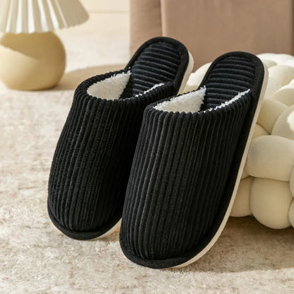Plush Winter Men Slippers Non Slip Indoor Comfort Flat Heel