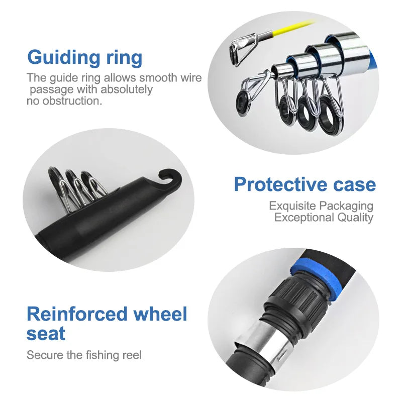 Fishing Pole Set Full Kits With Telescopic Fishing Rod And Spinning Reel Baits Hooks Travel Pole Set