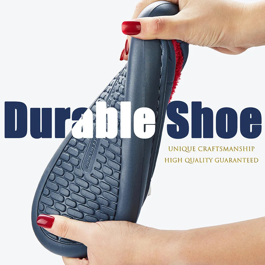 Men's Platform Slippers With Embroidered Cushion, Indoor House Shoes