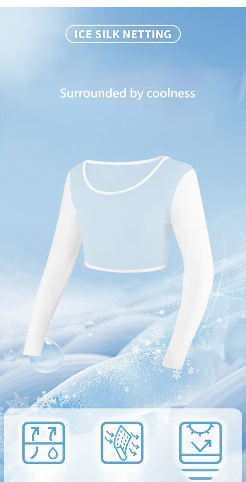 PGM Golf Women's Underwear Ice Silk Cooling Long Sleeve Bottom Shirts Sunscreen Breathable Golf Crop Tops Skin Friendly