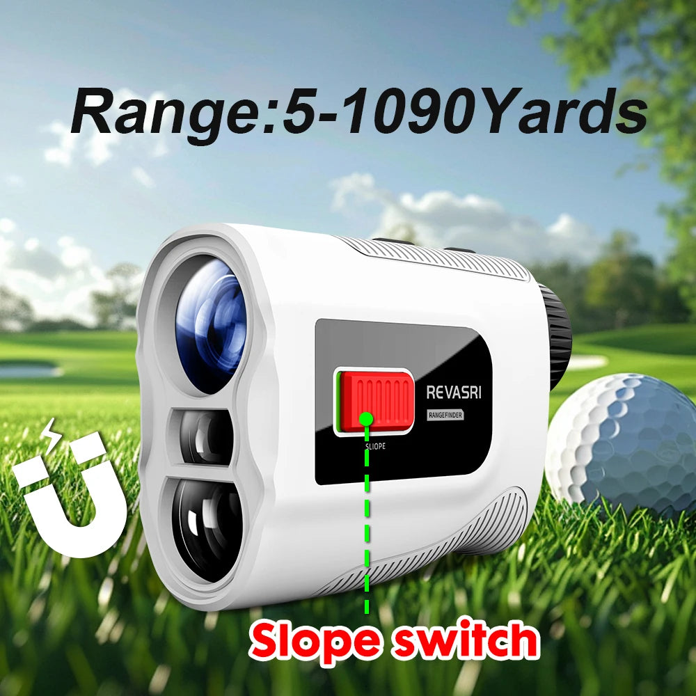 REVASRI Golf Laser Rangefinder with Slope Switch 650/1090Y Laser Range Finder Golf 6X Magnification Vibration with Magnet