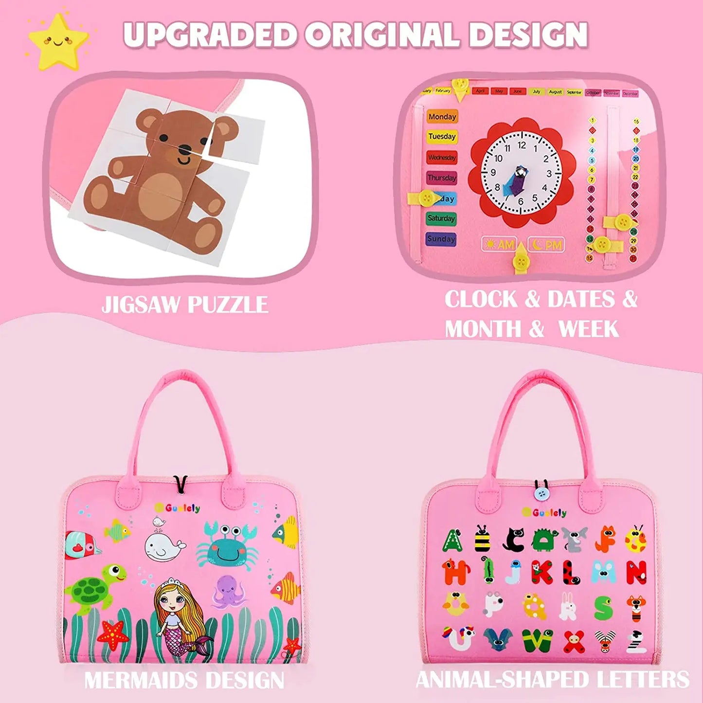 Montessori Toys Busy Board Toddler Sensory Activity Developing Board for Motor Skills， Educational Travel Activity Toys