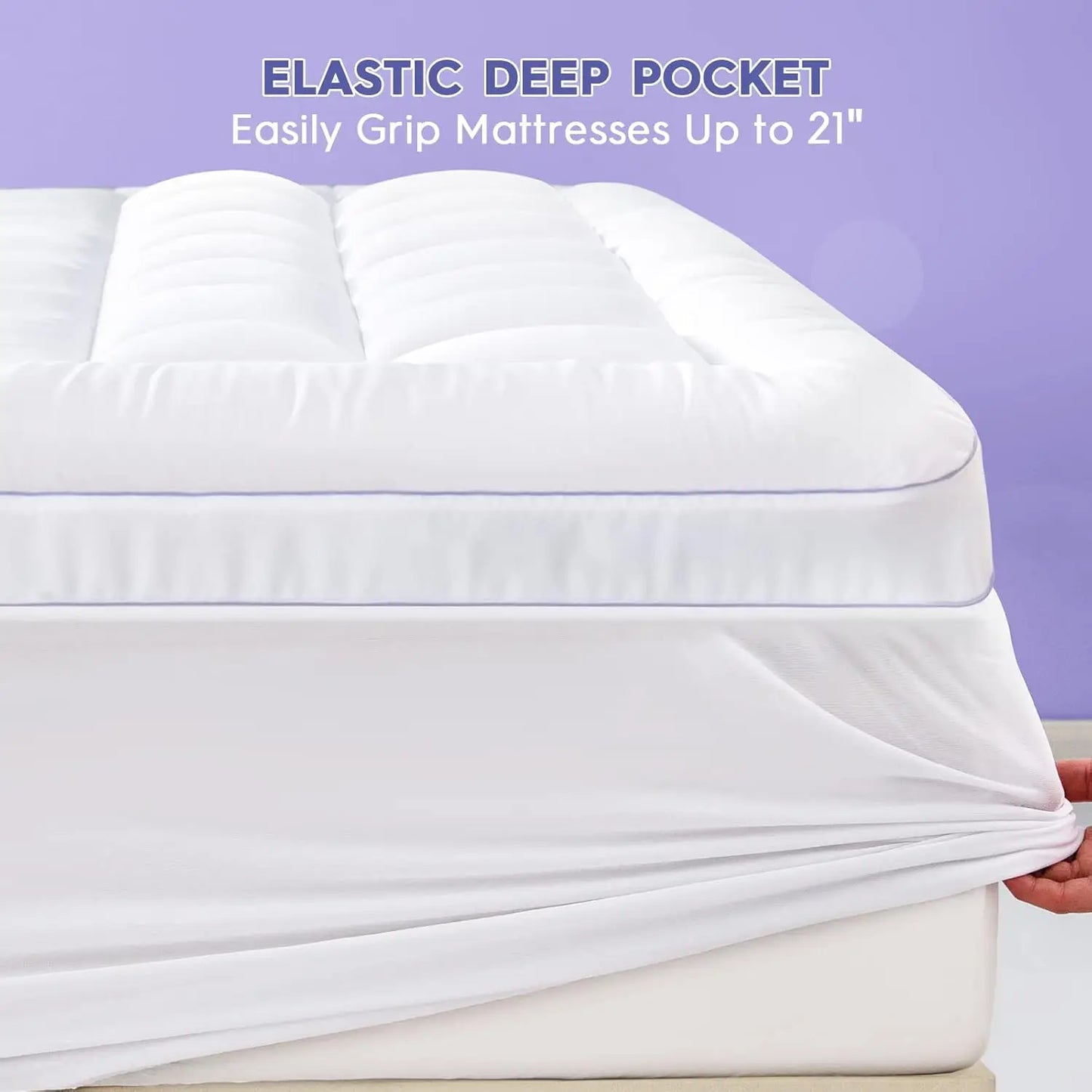 Mattress Topper, Extra Thick Pillowtop, Cooling and Plush Mattress Pad Cover Top Bed Topper Protector with 8-21 Inch Deep Pocket